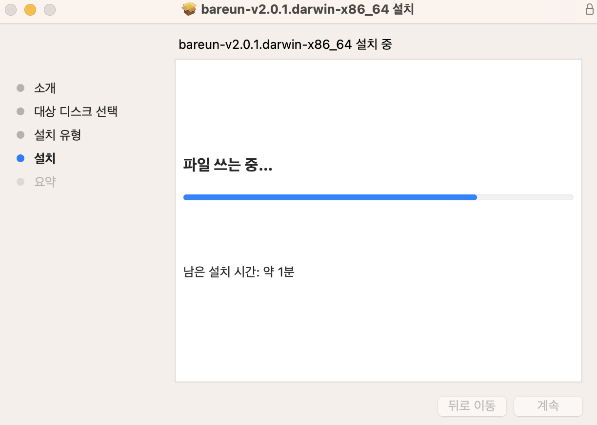 설치 진행